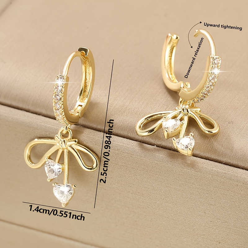 Women's Exquisite Copper-set Synthetic Zirconia Bow Pendant Earrings